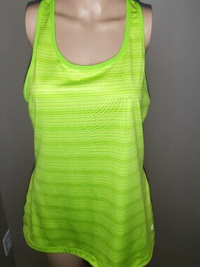 GoFit Neon Green Reversible Racerback Workout Tank Top Womens Lg Athletic Yoga